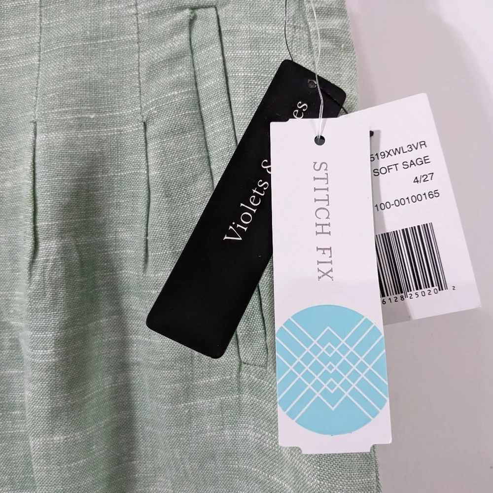 💚 Violets & Roses Green Linen Pants NWT Size M STITCH FIX